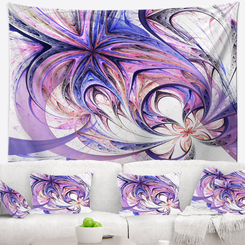 Tapisserie à motif floral bleu et rose, H 32 po x l 39 po