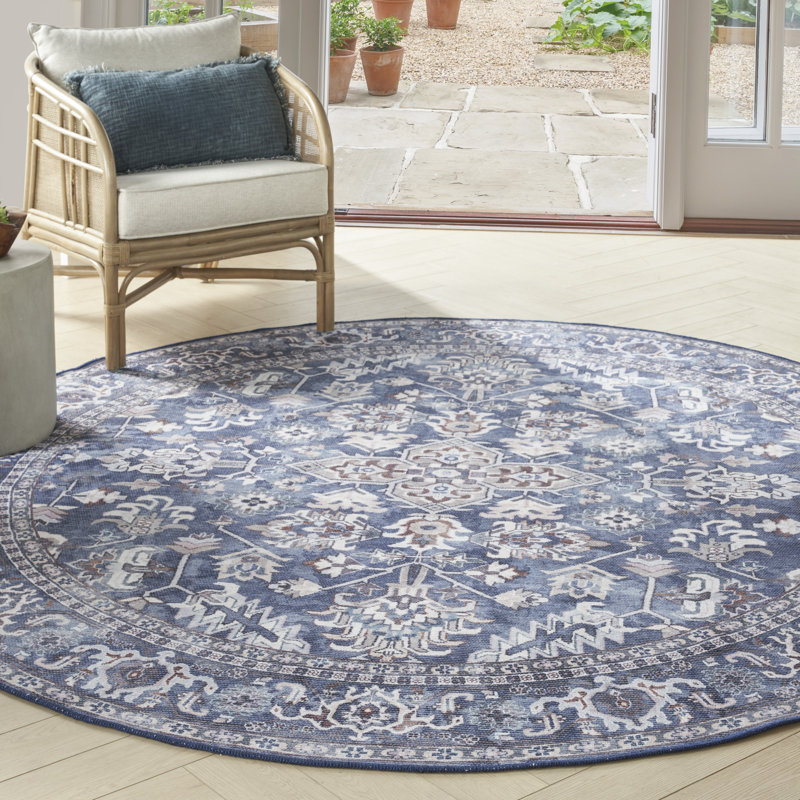 Washable Oriental Rug, Round 5'3"