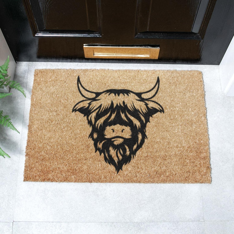 Southport Highland Cow Kitchen Mat, Black/Yellow