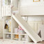 Lit mezzanine simple en bois massif avec rangement, garde-robe, glissade et échelle détachables, beige-1344148542-1344148531