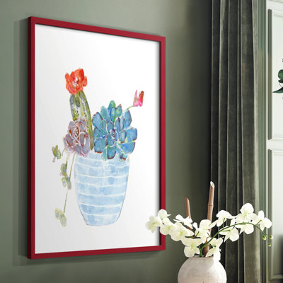«Cactus and Succulent Blooms I», reproduction encadrée - bois massif