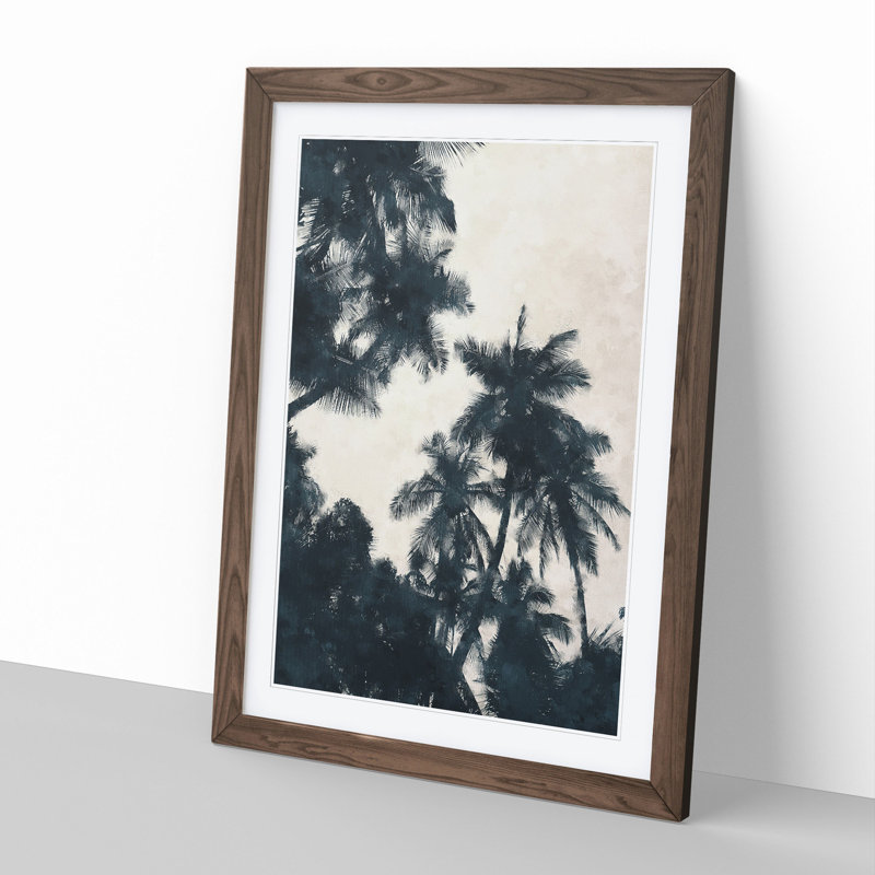 Palm Tree Fronds - Framed Print, 48cm H x 36cm W x 2cm D, Walnut Framed