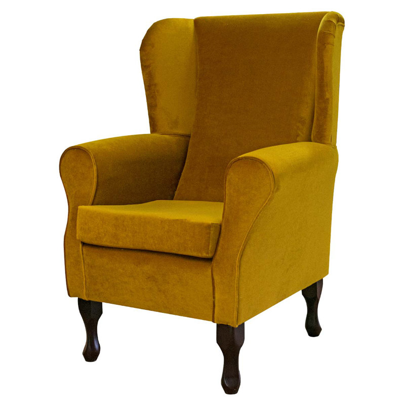 74cm Wide Tufted Velvet Wingback Chair, Gold