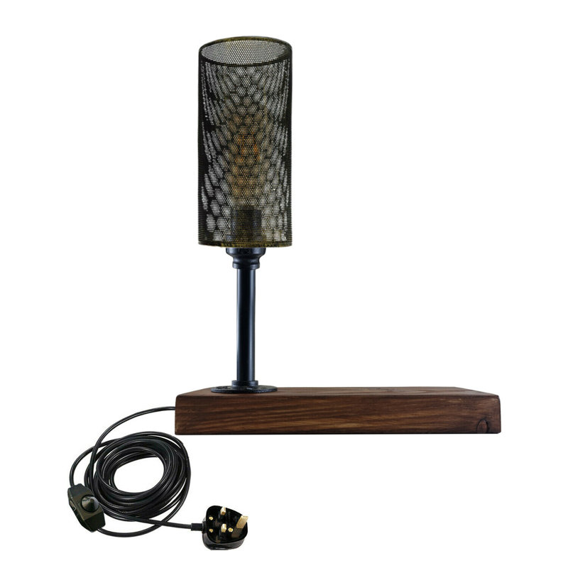 Lafleur Wood Desk Lamp, Brushed Brass
