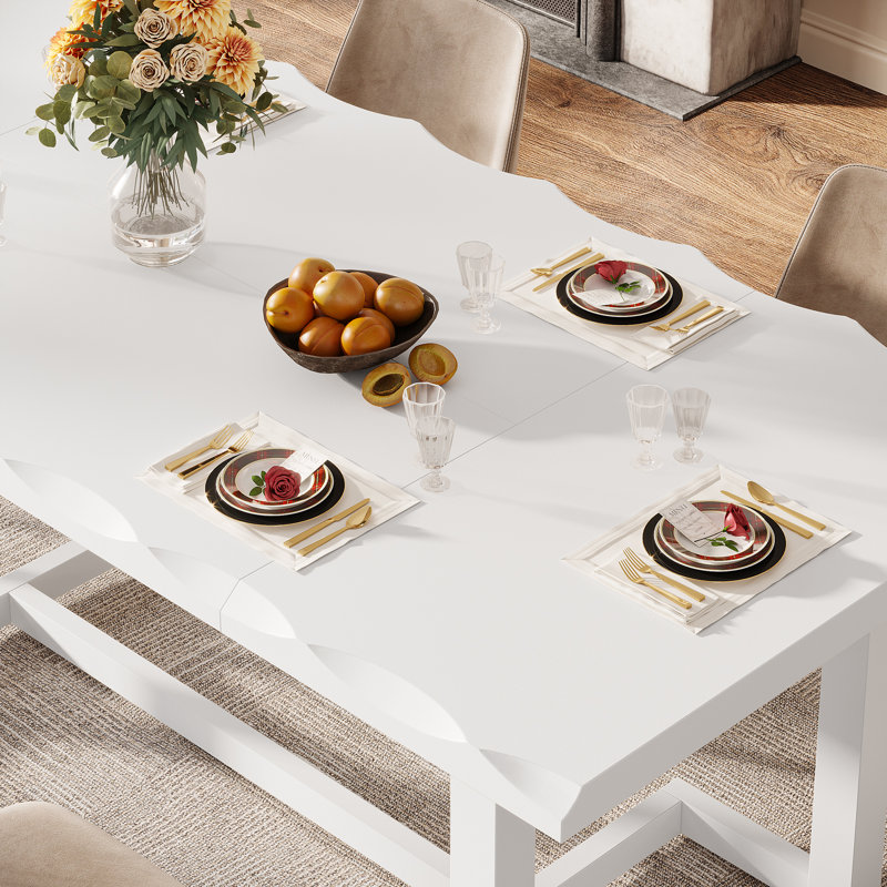 63-Inch Rectangular Wood Dining Table, White