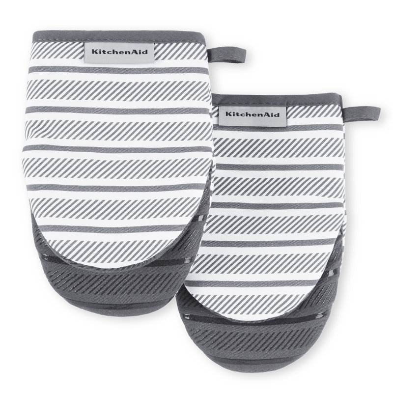 KITCHENAID Albany Mini Oven Mitt 2-Pack Set, Charcoal Gray, 5.5" W x 8.5" L