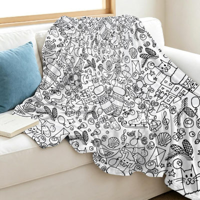 White Ultra Soft Flannel Fleece Throw Blanket,of Single-Sided Print