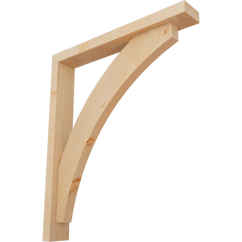 3 1/2"W x 24"D x 28"H Thorton Block Smooth Bracket w/ Offset Brace, Douglas Fir, 28 x 24, 3 1/2"W Douglas Fir (Smooth)