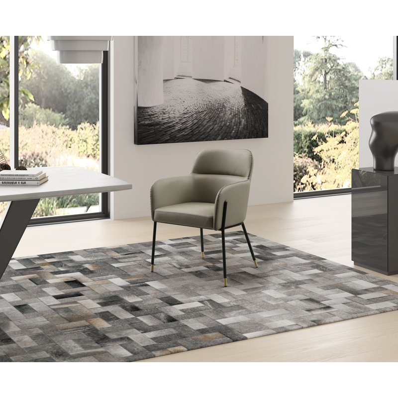 Fauteuil capitonné en acier, Gris clair