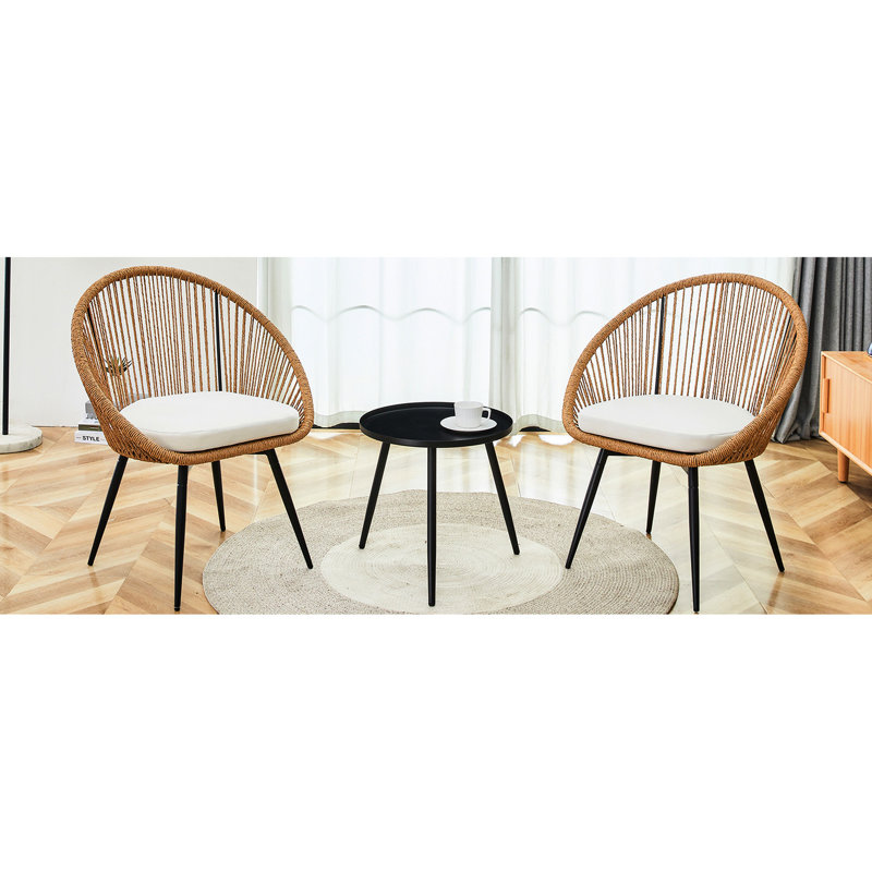 3 pour l'extérieur: table anti-éclaboussures de 17,7 po avec 2 chaises pivotantes pour les loisirs et le café