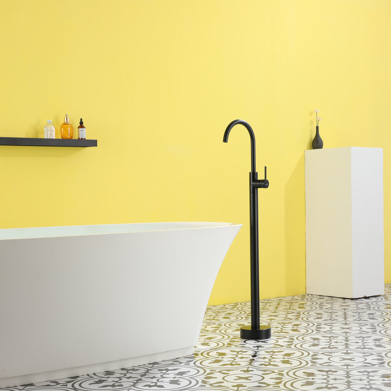 1 Handle Bathroom Freestanding Tub Filler, Matte Black