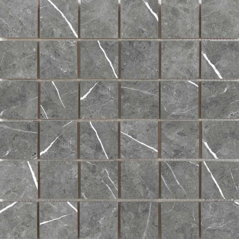 Opera 2" x 2" Marble Look Porcelain Mosaic Floor and Wall Tile, Gray
