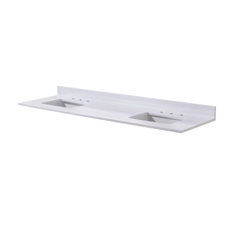 Plateau de meuble-lavabo double 73 po Andalo en blanc neige avec lavabo Andalo