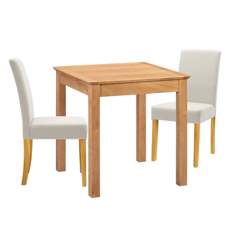 Madelynn 2 - Person Solid Oak Dining Set, Beige, 3 Pieces: 1 Table, 2 Chairs