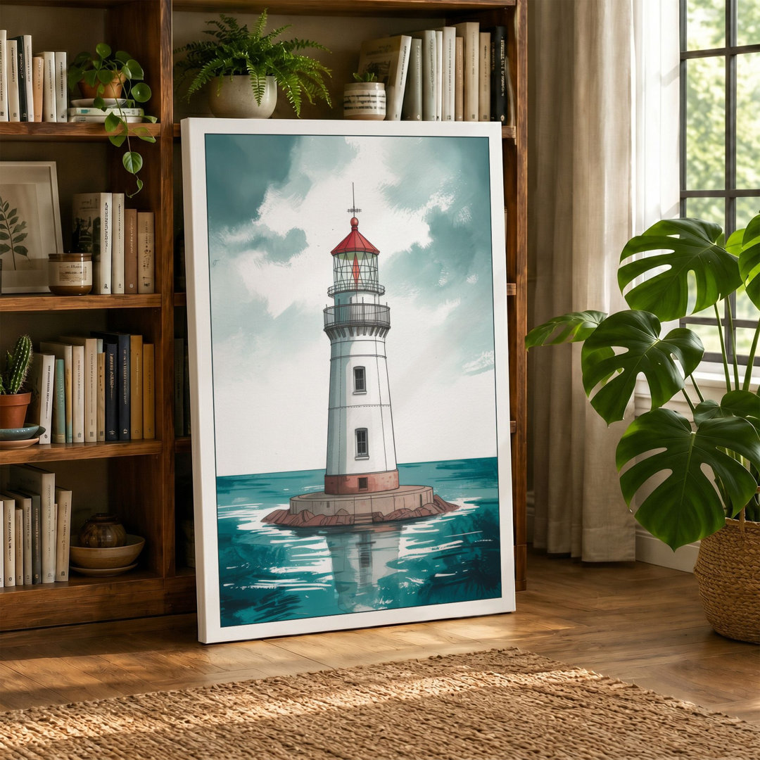 Lighthouse in the Storm Coastal - Wrapped Canvas