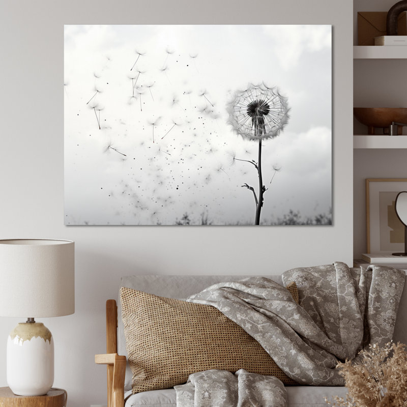 Minimalims Dandelion Natures Fragility I - Dandelion Canvas Wall Art, 16" H x 32" W x 1" D, Wrapped Canvas