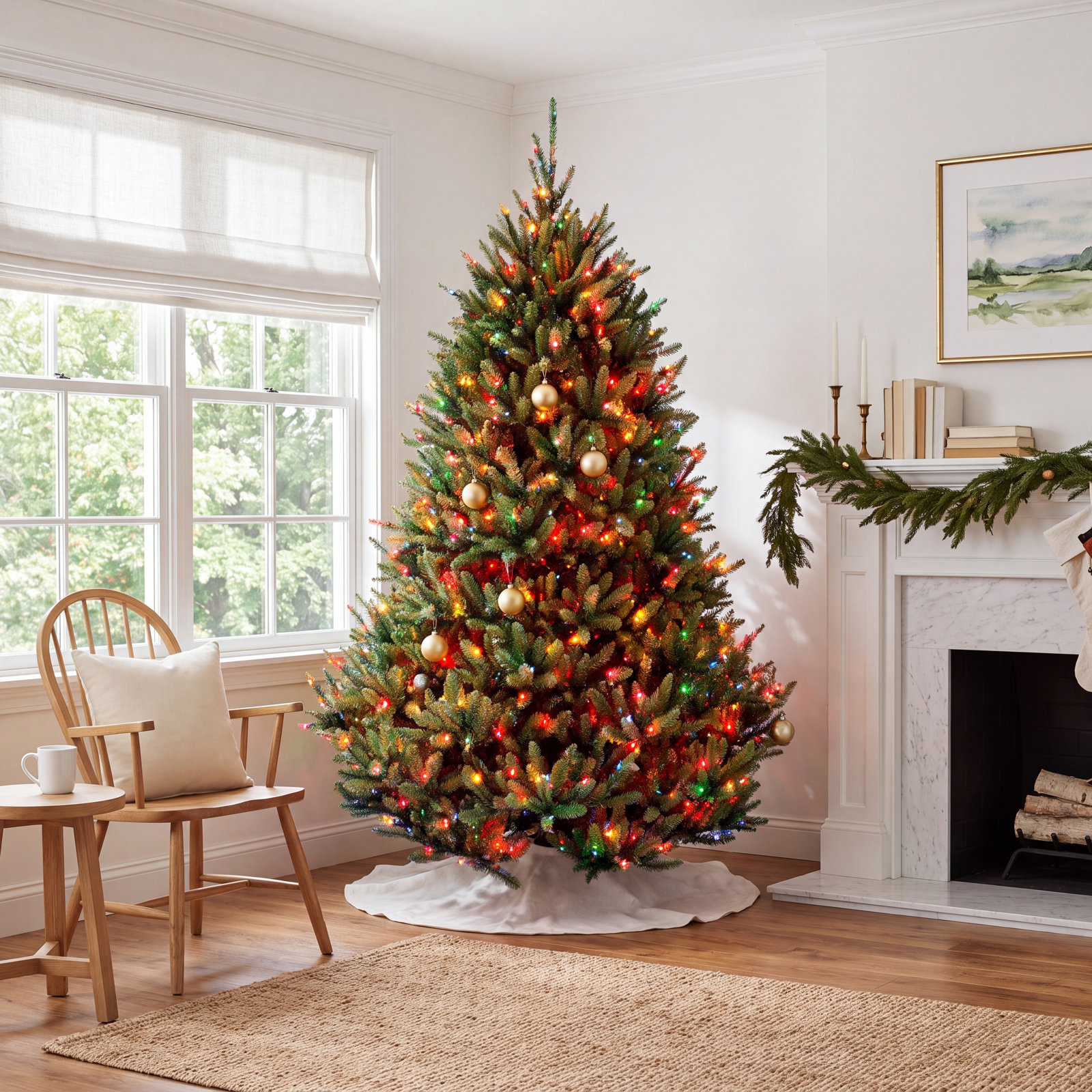 Fraser 7.5' Pre-Lit Fir Tree, Multi-Colored Lights