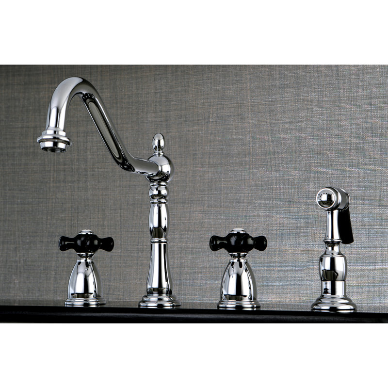 Kingston Brass Duchess Double-Handle Widespread Kitchen Faucet, Polished Brass, Without Spray
