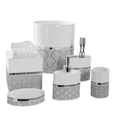 Mirror Damask Bathroom Accessory Set