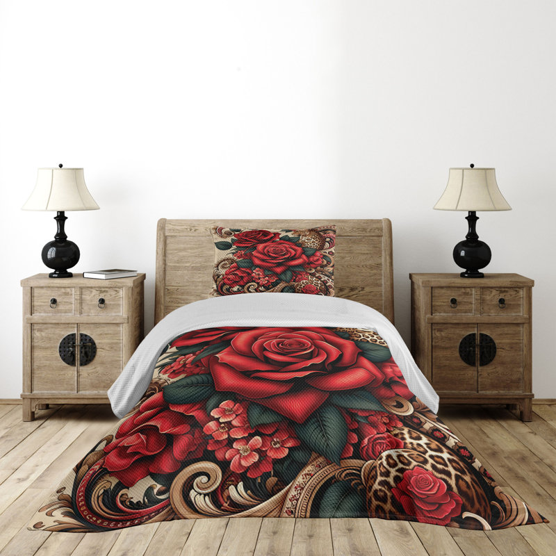 Polyester Floral Coverlet, Twin Coverlet + 1 Standard Shams