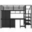 Lit mezzanine double en métal avec table et garde-robe, noir - construction contemporaine, cadre robuste, choix de rangement abondants, processus d'assemblage simples complets, conception, structure du cadre, espaces généreux, procédure facile