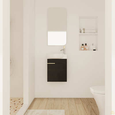 Meuble-lavabo à fermeture en douceur avec lavabo