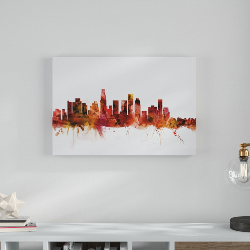 « los angeles california the horizon », impression sur toile tendue, H 22 po x l 32 po x P 2 po