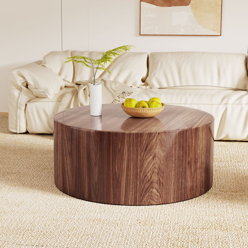 23.6"  Round Coffee Table, Walnut, 11.8" H x 23.6" L x 23.6" W