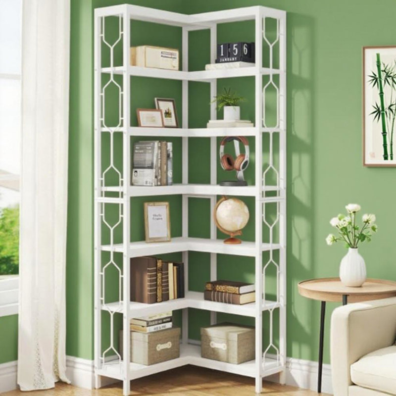 L Shape Bookcase, Brown Gray