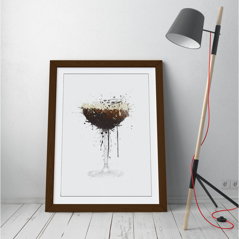 Espresso Martini Brown - Single Picture Frame Print on Canvas, Walnut Framed, 64cm H x 47cm W