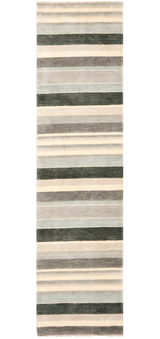 Sabiel Tibetan Hand Loomed Wool Striped Rug Red Barrel Studio® Rug 