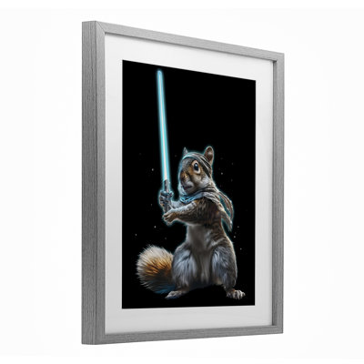 Feel The Force Squirrel Framed Print Under Glass, design by Jim Baldwin