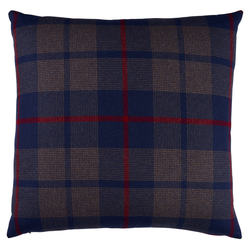 Montana Wool Plaid Pillow, Blue Geometric
