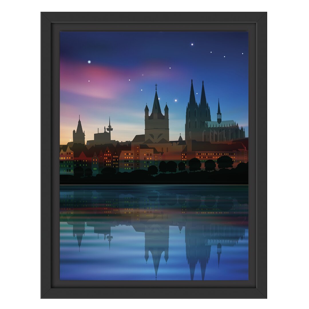 Gerahmtes Wandbild Polarlichter Skyline Köln