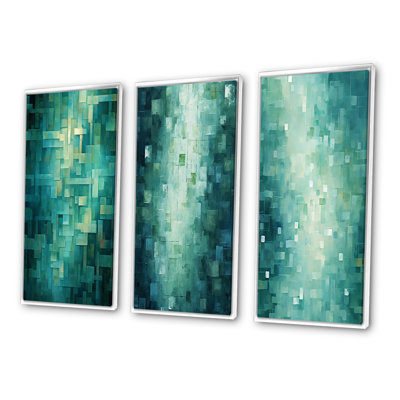 California Sunshine Abstract Cubist Turquoise - 3 Piece Print Set