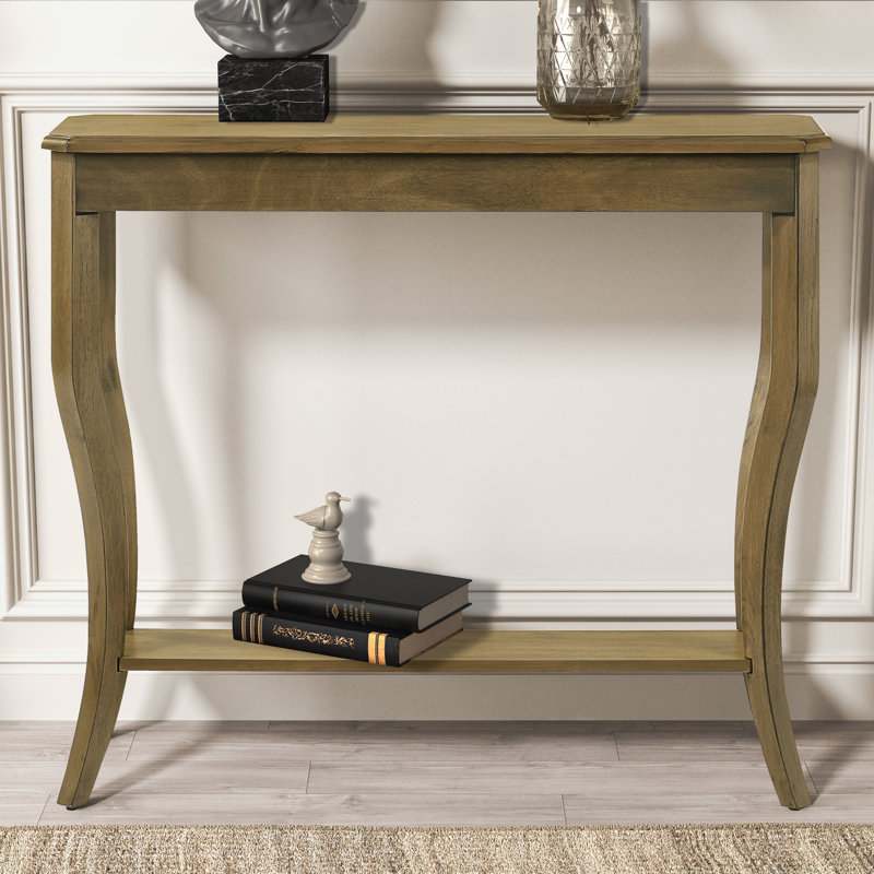 Console en bois massif avec tablette Locke 35,4, Chêne antique