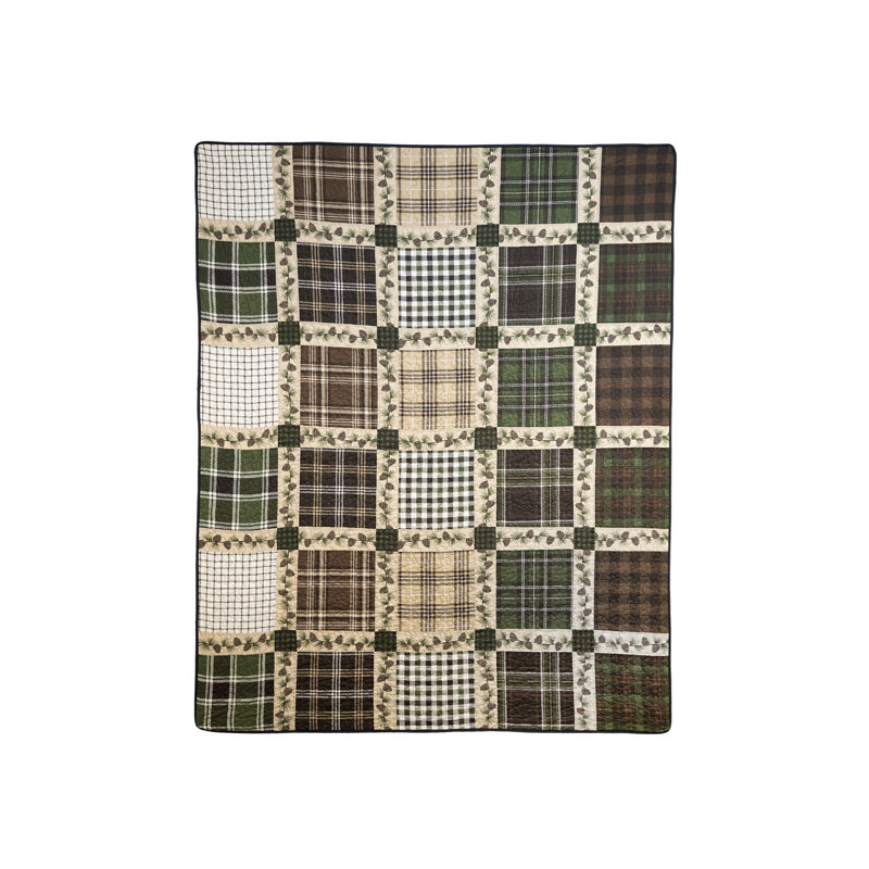 Donna Sharp Pine Patch Pieced Cotton Quilted Lap Quilt, Lap Quilt