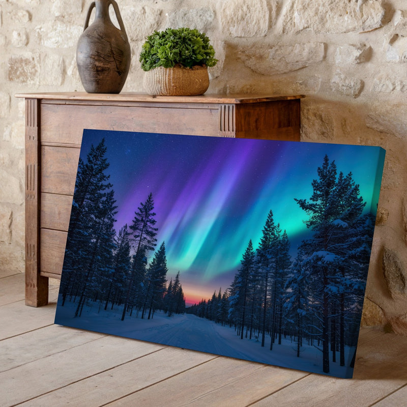 Reproduction d'art sur toile, "Un paysage d'hiver serein avec une forêt dense de grands murs", H 9 po x l 12 po