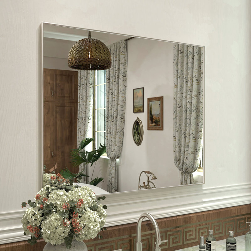 Miroir de salle de bain mural rectangulaire en nickel brossé l 36 po x H 30 po, 36 po x 30 po, Nickel brossé