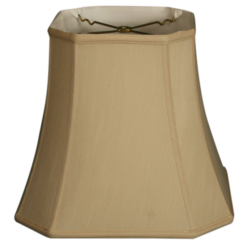 Silk Bell Lamp Shade, Beige/Gold, 15" H x 17" W x 17" D