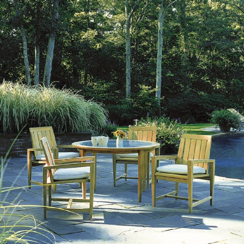 Amalfi Outdoor Teak Dining Armchair, Fog