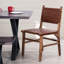 Ensemble de 2 chaises de salle à manger rembourrées, fauteuil d'appoint tissé en cuir véritable, structure en bois franc rustique