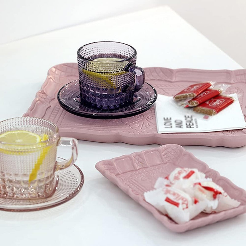 Plateau de service rétro vintage, plateau décoratif pour le thé, le café, le déjeuner, le dîner et le divertissement à domicile
