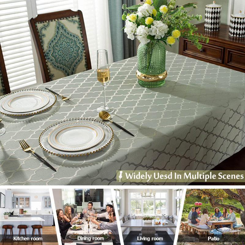 Jacquard Tablecloth Damask Fabric Table Cloth Water Resistant & Wrinkle Free Spillproof Polyester Table Cover (Rectangle/Oblong, 52" X 70" (4-6 Seats)