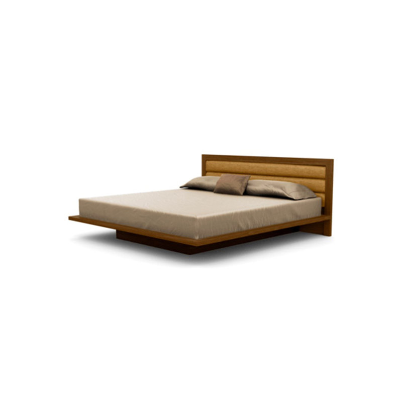 Moduluxe Upholstered Bed, King, Natural Walnut, Hemp Fabric