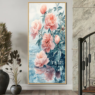 Pe pivoines par The Farm Pond II - pivoines, reproduction d'art sur toile encadrée