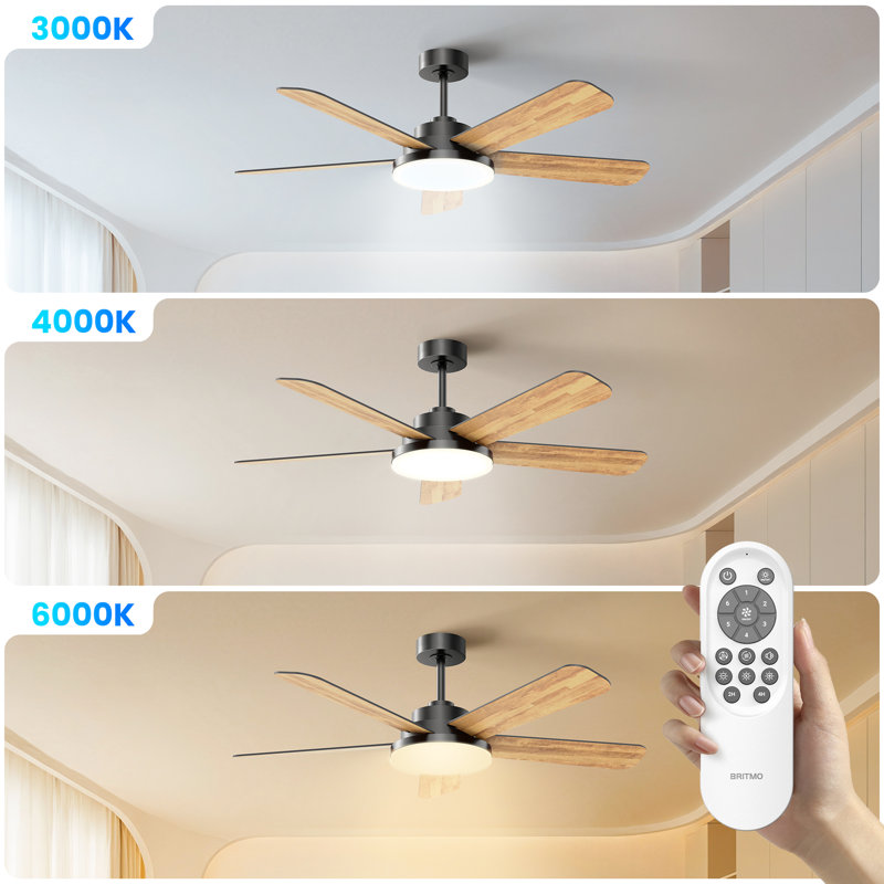 Ceiling Fans With Lights And Remote Control, 6 Speeds, Reversible Dc Motor, Quick-fit System, Dimmable Led For Bedroom Living Room Indoor Outdoor