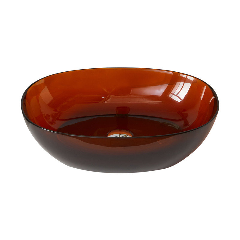 CASAINC Oval Solid Surface Resin Bathroom Vessel Sink, Coffee Brown