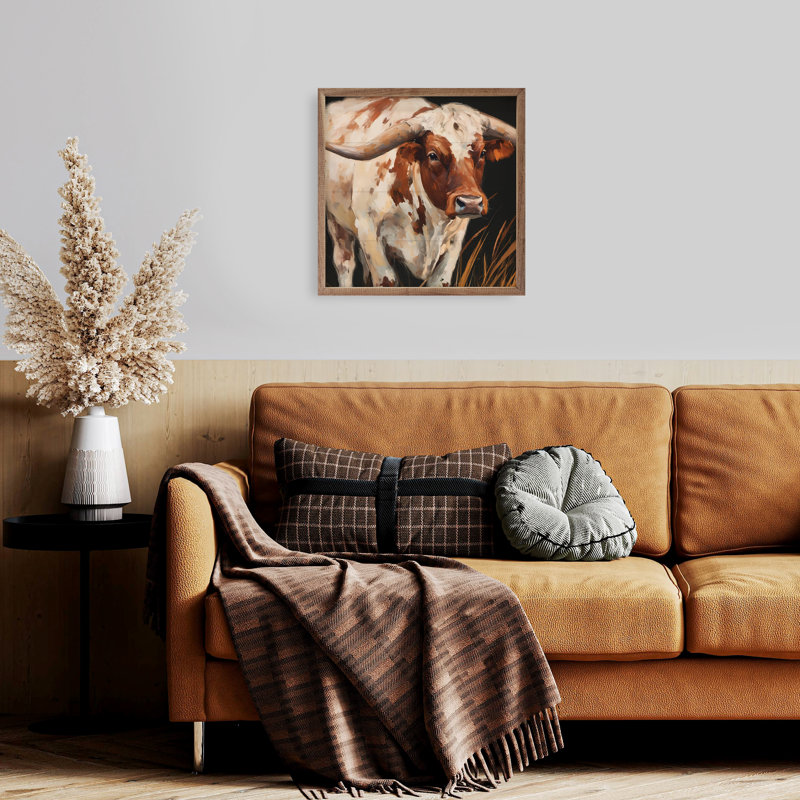 Longhorn brun et blanc, H 24 po x l 24 po