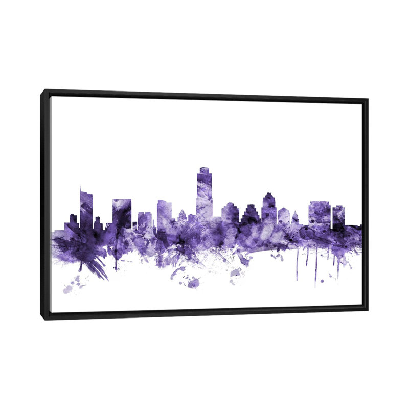 «Austin, Texas Skyline» par Michael Tompsett, impression sur toile tendue, H 40 po x l 60 po x P 1,5 po, Pas de tapis